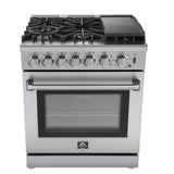 FORNO Lazio 30" 4.32 cu. ft. Dual Fuel Range with 5 Italian Burners in Stainless Steel, FFSGS6196-30