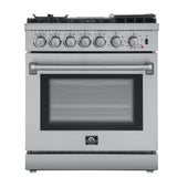 FORNO Lazio 30" 4.32 cu. ft. Dual Fuel Range with 5 Italian Burners in Stainless Steel, FFSGS6196-30