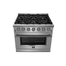 FORNO Massimo 36" 5.36 cu. ft. Freestanding Gas Range with 6 Burners, FFSGS6239-36