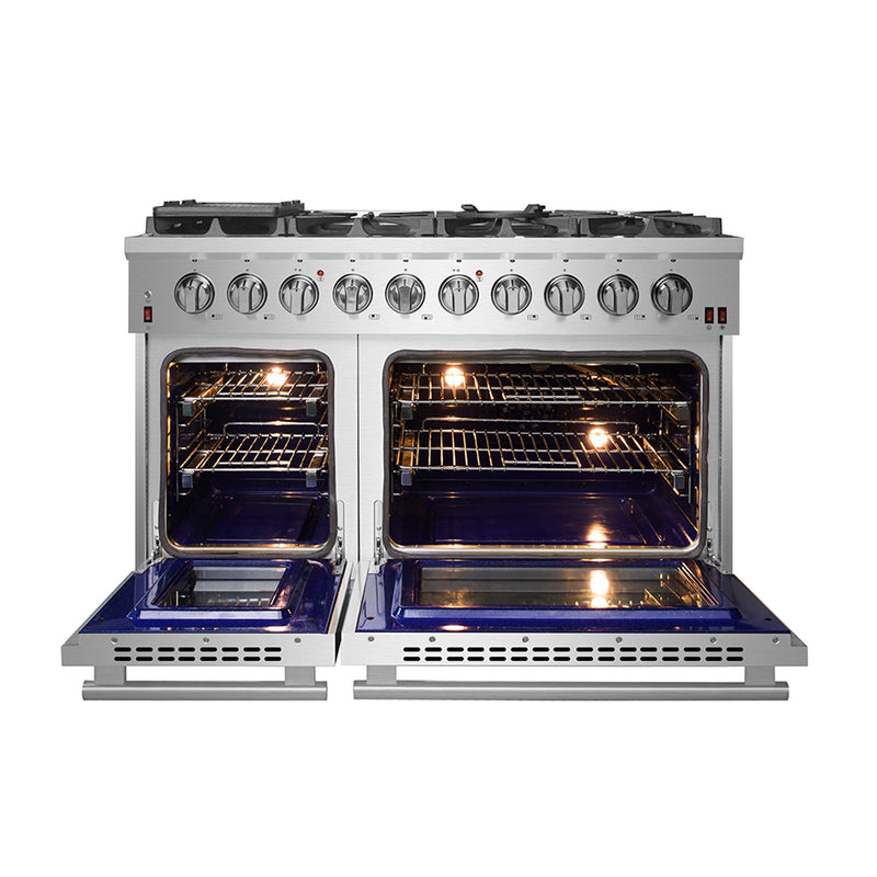 FORNO Appliance Package - 48" Gas Range, Range Hood, 36" Refrigerator, Dishwasher, AP-FFSGS6239-48-3