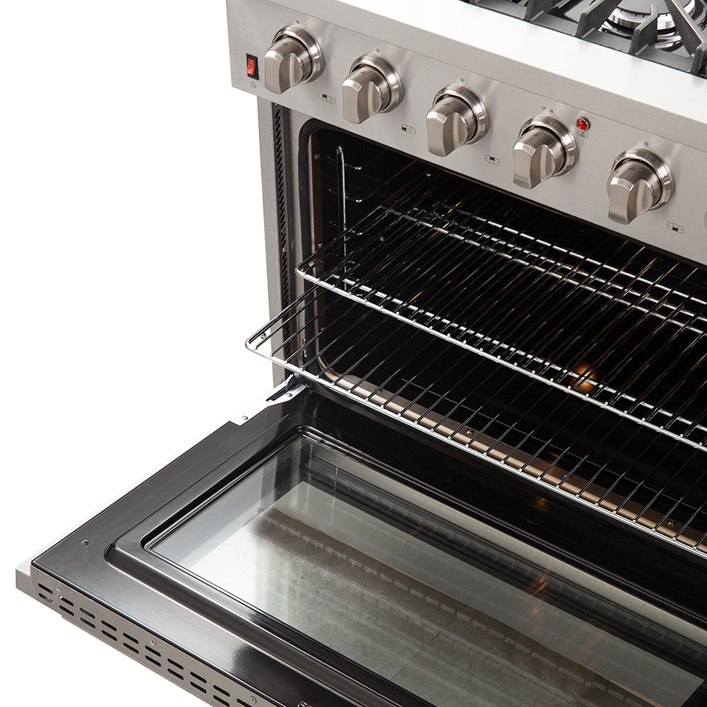 FORNO Galiano 36" 5.36 cu. ft. Gas Range with 6 Italian Burners in Stainless Steel, FFSGS6244-36