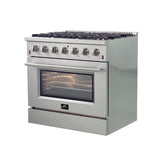 FORNO Galiano 36" 5.36 cu. ft. Gas Range with 6 Italian Burners in Stainless Steel, FFSGS6244-36