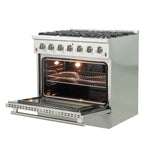 FORNO Galiano 36" 5.36 cu. ft. Gas Range with 6 Italian Burners in Stainless Steel, FFSGS6244-36