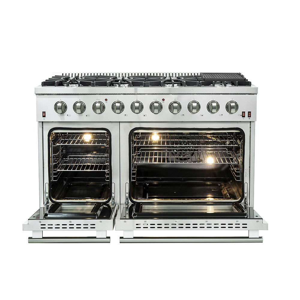 FORNO Galiano 48" 6.58 cu. ft. Gas Range with 8 Italian Burners in Stainless Steel, FFSGS6244-48