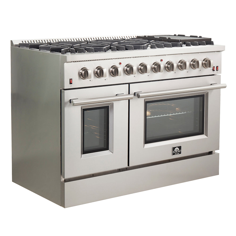 FORNO Galiano 48" 6.58 cu. ft. Gas Range with 8 Italian Burners in Stainless Steel, FFSGS6244-48