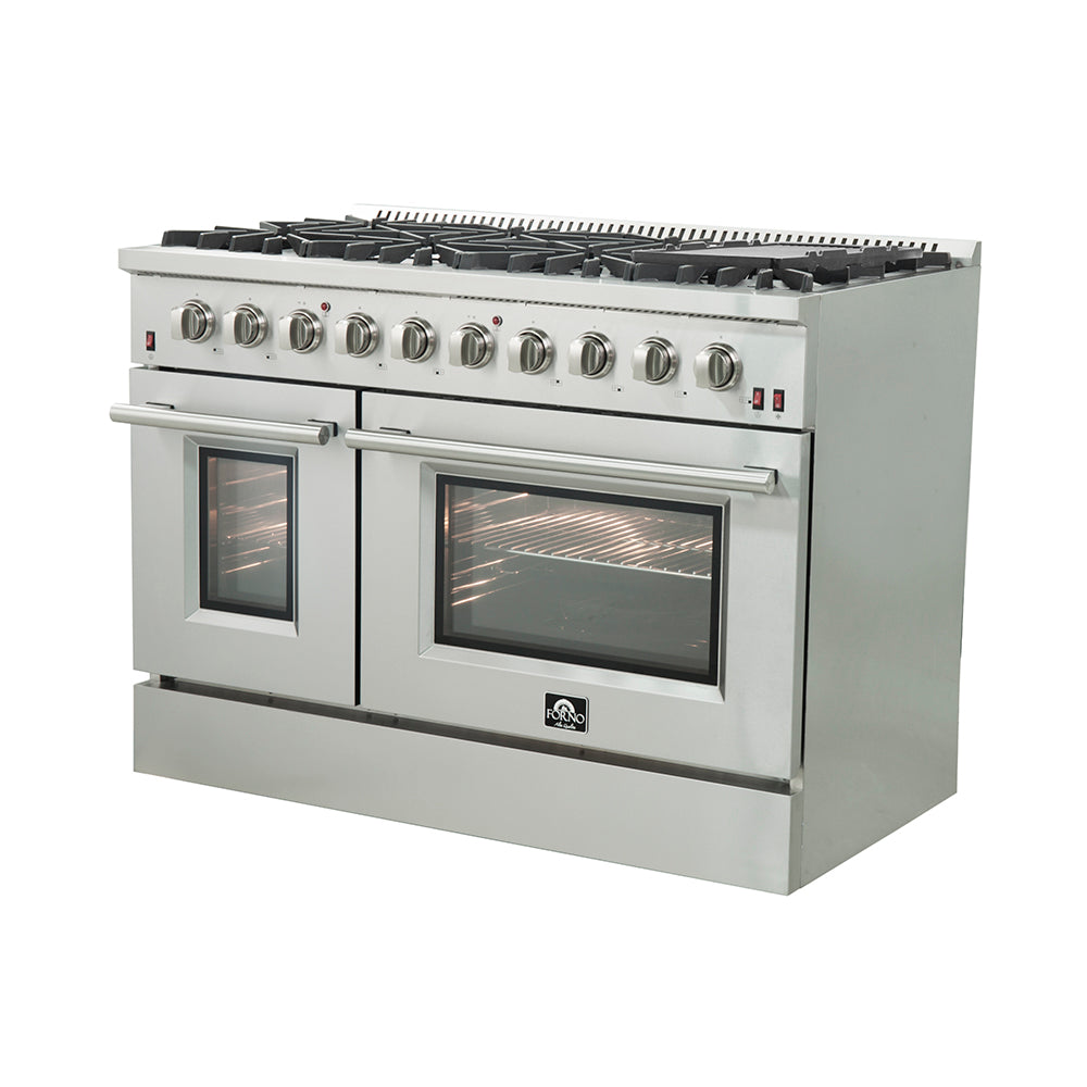FORNO Galiano 48" 6.58 cu. ft. Gas Range with 8 Italian Burners in Stainless Steel, FFSGS6244-48