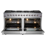 FORNO Galiano 60" 8.64 cu. ft. Gas Range with 10 Italian Burners in Stainless Steel, FFSGS6244-60