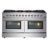 FORNO Galiano 60" 8.64 cu. ft. Gas Range with 10 Italian Burners in Stainless Steel, FFSGS6244-60