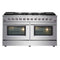 FORNO Galiano 60" 8.64 cu. ft. Gas Range with 10 Italian Burners in Stainless Steel, FFSGS6244-60