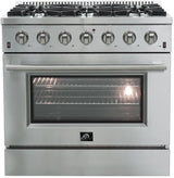 FORNO Appliance Package - 36 Inch Gas Range, Wall Mount Range Hood, 60 Inch Refrigerator, AP-FFSGS6244-36-W-4