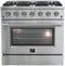 FORNO Appliance Package - 36 Inch Gas Range, Wall Mount Range Hood, 60 Inch Refrigerator, AP-FFSGS6244-36-4