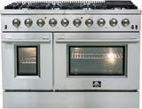 FORNO Appliance Package - 48" Gas Range, Range Hood, 36" Refrigerator, Dishwasher, Microwave Drawer, AP-FFSGS6244-48-18