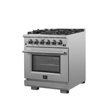 FORNO Capriasca 30″ 4.32 cu. ft. Gas Range with 5 Italian Burners in Stainless Steel, FFSGS6260-30