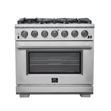 FORNO Capriasca 36" 5.36 cu. ft. Gas Range with 6 Italian Burners in Stainless Steel, FFSGS6260-36