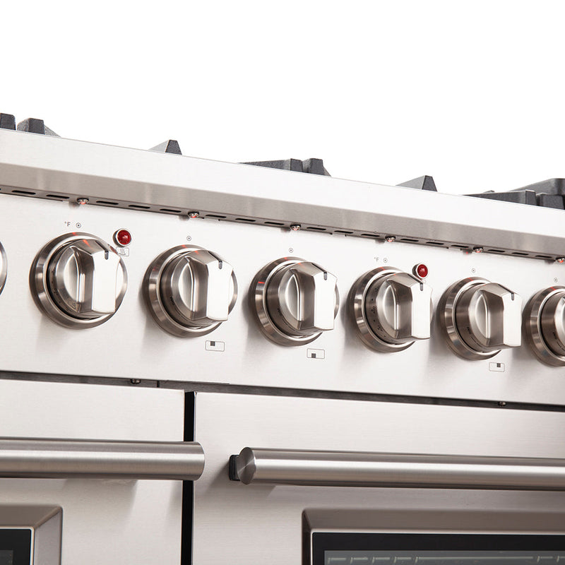 FORNO Capriasca 48″ 6.58 cu. ft. Gas Range with 8 Italian Burners in Stainless Steel, FFSGS6260-48