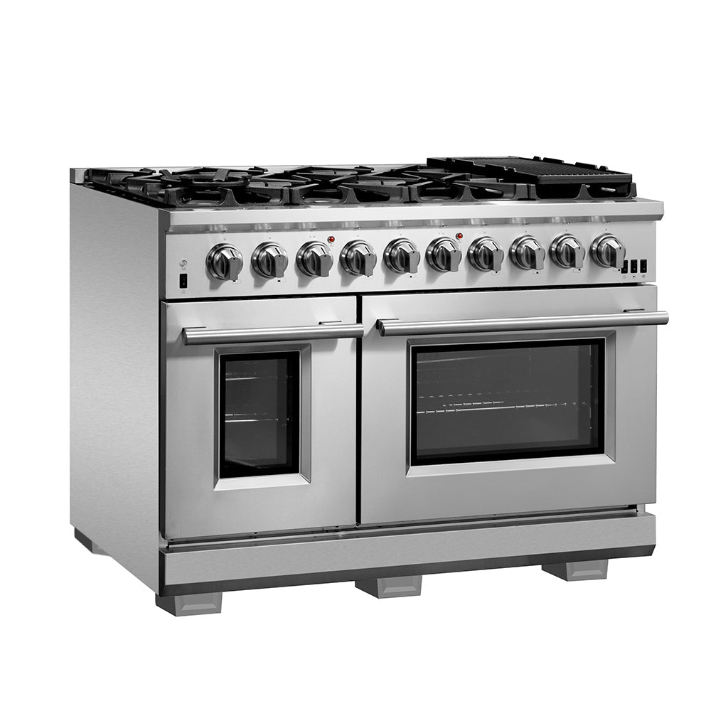 FORNO Capriasca 48″ 6.58 cu. ft. Gas Range with 8 Italian Burners in Stainless Steel, FFSGS6260-48