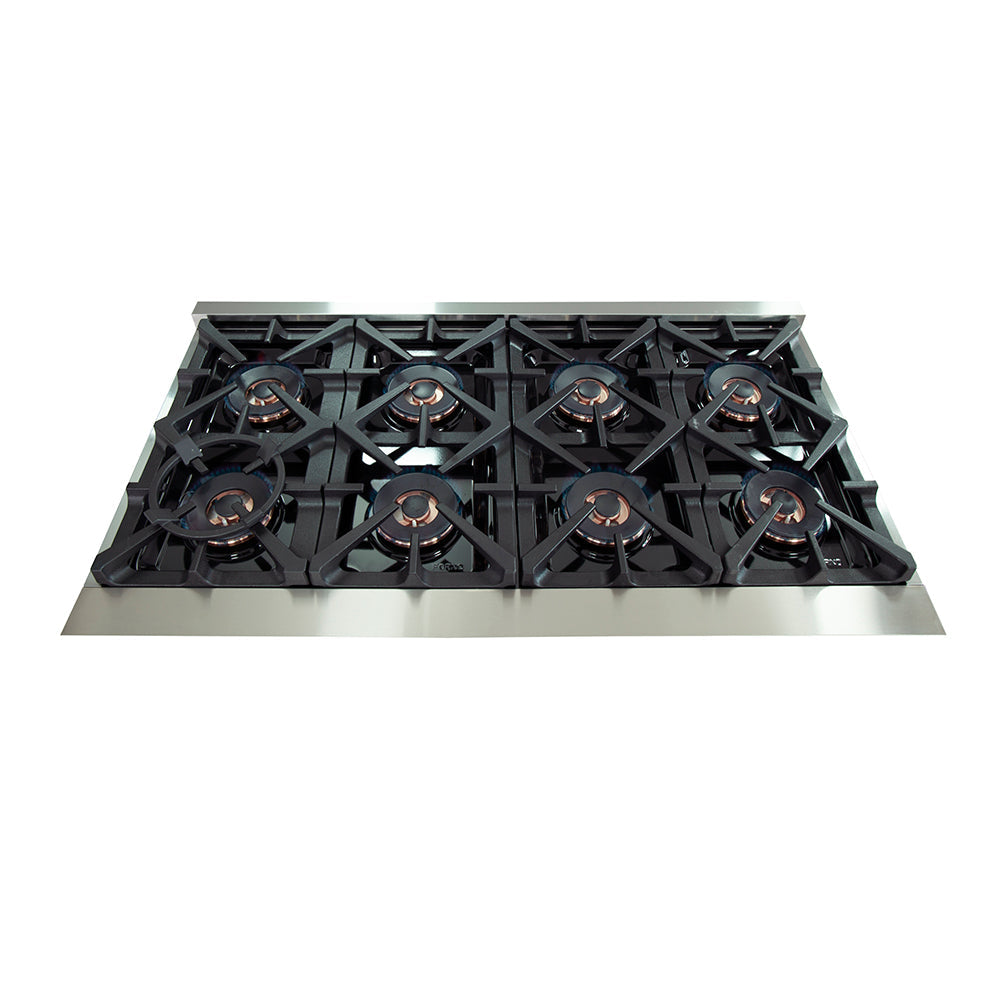 FORNO Capriasca 48″ 6.58 cu. ft. Gas Range with 8 Italian Burners in Stainless Steel, FFSGS6260-48