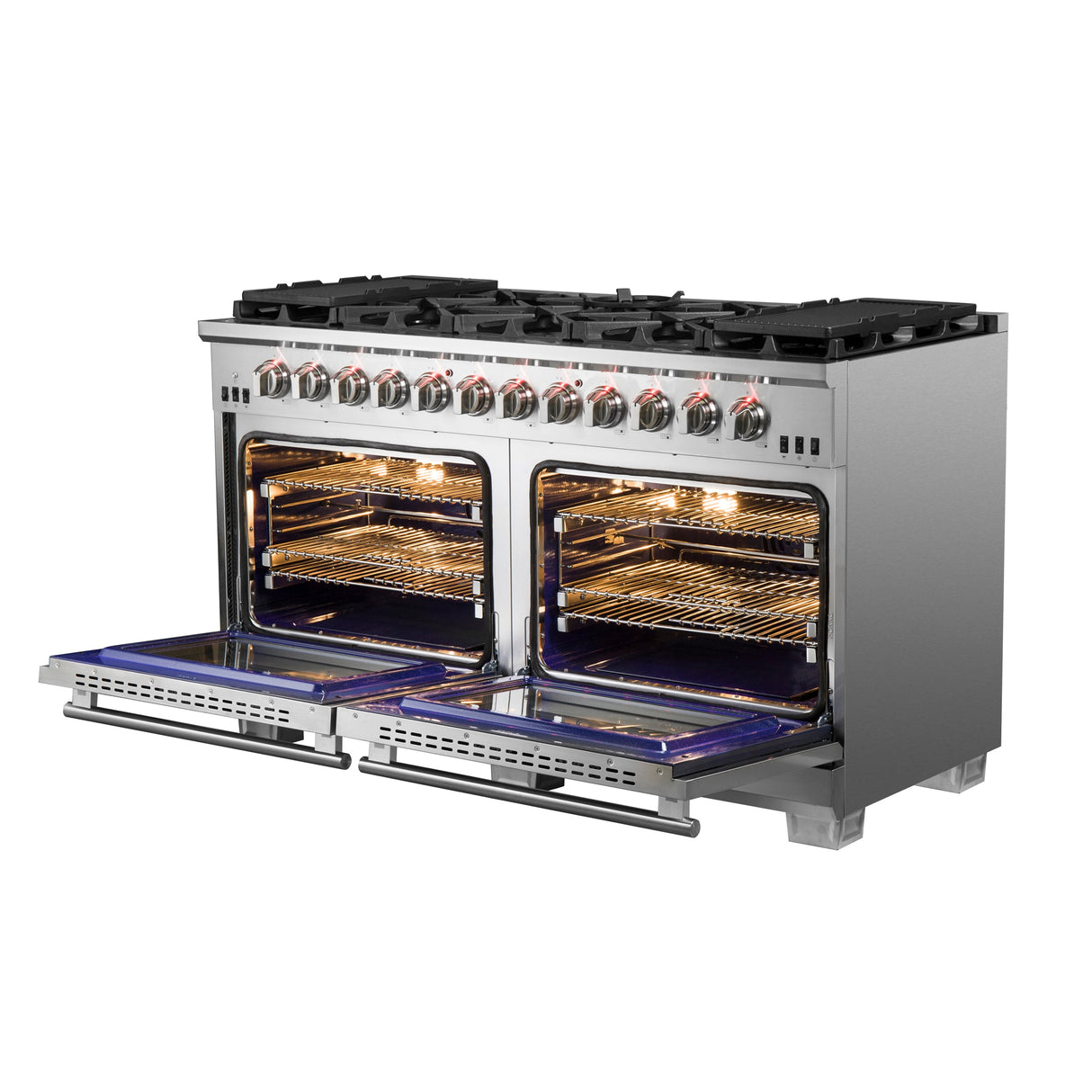 FORNO Capriasca 60″ 8.64 cu. ft. Gas Range with 10 Italian Burners in Stainless Steel, FFSGS6260-60