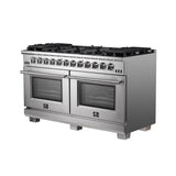FORNO Capriasca 60″ 8.64 cu. ft. Gas Range with 10 Italian Burners in Stainless Steel, FFSGS6260-60