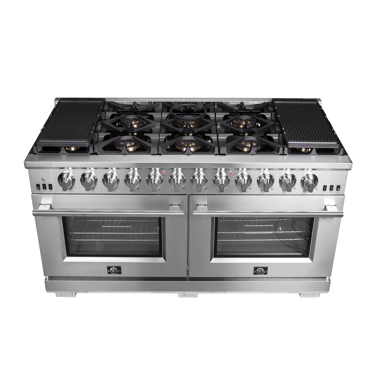 FORNO Capriasca 60″ 8.64 cu. ft. Gas Range with 10 Italian Burners in Stainless Steel, FFSGS6260-60
