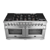 FORNO Capriasca 60″ 8.64 cu. ft. Gas Range with 10 Italian Burners in Stainless Steel, FFSGS6260-60