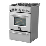 FORNO Breno 24" 2.3 cu. ft. Freestanding Gas Range with 4 Sealed Burners in Stainless Steel, FFSGS6272-24