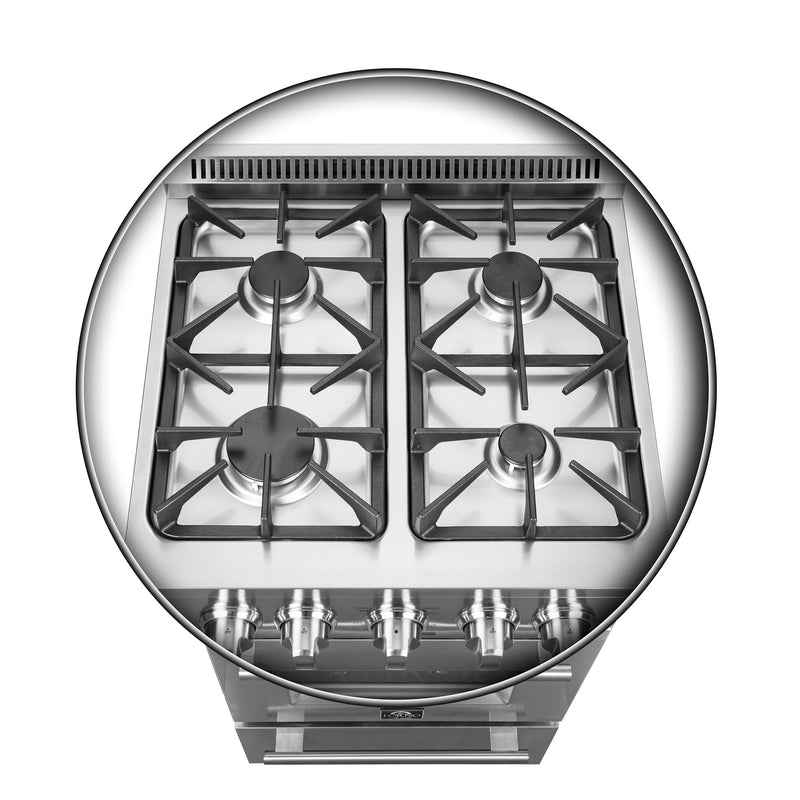 FORNO Breno 24" 2.3 cu. ft. Freestanding Gas Range with 4 Sealed Burners in Stainless Steel, FFSGS6272-24