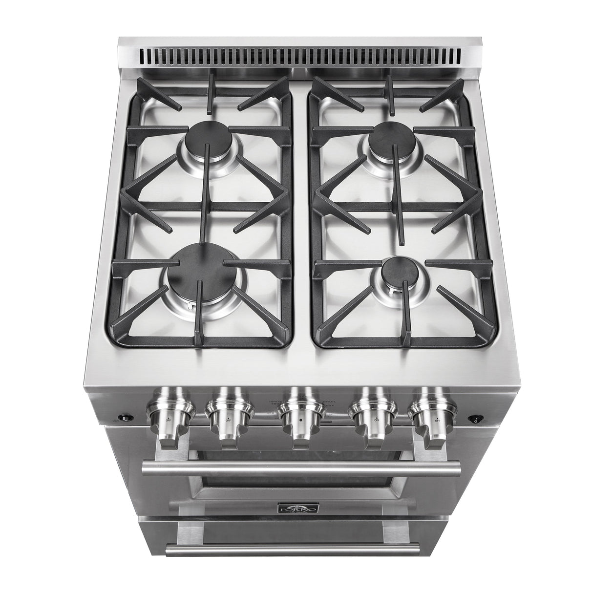 FORNO Breno 24" 2.3 cu. ft. Freestanding Gas Range with 4 Sealed Burners in Stainless Steel, FFSGS6272-24