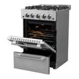 FORNO Breno 24" 2.3 cu. ft. Freestanding Gas Range with 4 Sealed Burners in Stainless Steel, FFSGS6272-24