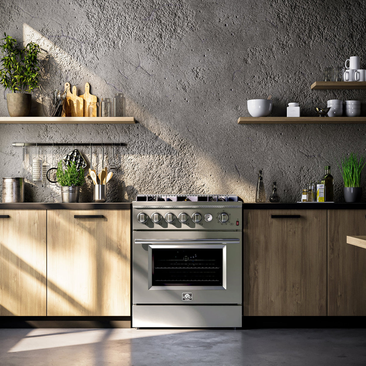 FORNO Giovanni 30" 4.32 cu. ft. Gas Range with 5 Sealed Burners, Air Fry Basket, Wok Support and Griddle, FFSGS6274-30