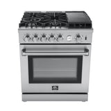 FORNO Lazio 30" 4.3 cu. ft. Gas Range with 5 Sealed Burners, Air Fryer and Griddle, FFSGS6276-30