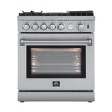 FORNO Appliance Package - 30" Gas Range with Airfryer, Range Hood, 36" Refrigerator, Dishwasher, Microwave Drawer, AP-FFSGS6276-30-12