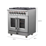 FORNO Massimo 30″ 4.32 cu. ft. Freestanding French Door Dual Fuel Range with 5 Burners, FFSGS6325-30