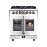 FORNO Massimo 30″ 4.32 cu. ft. Freestanding French Door Dual Fuel Range with 5 Burners, FFSGS6325-30