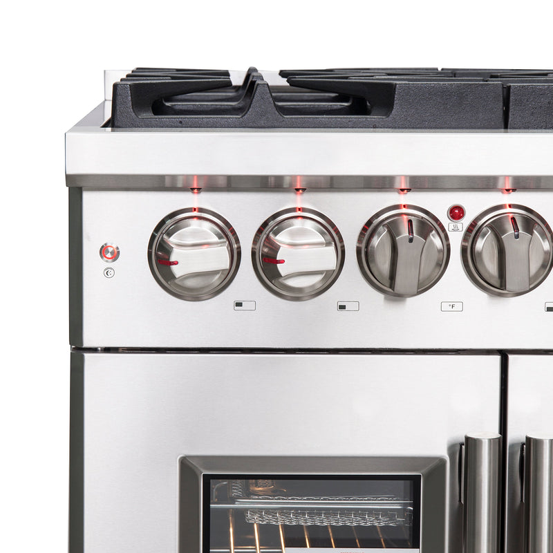 FORNO Massimo 30″ 4.32 cu. ft. Freestanding French Door Dual Fuel Range with 5 Burners, FFSGS6325-30