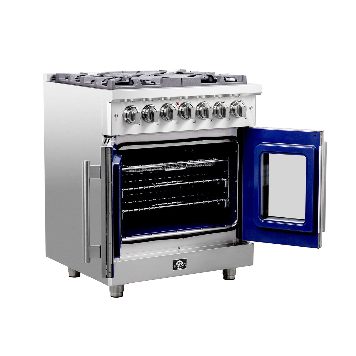 FORNO Massimo 30″ 4.32 cu. ft. Freestanding French Door Dual Fuel Range with 5 Burners, FFSGS6325-30