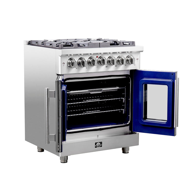 FORNO Massimo 30″ 4.32 cu. ft. Freestanding French Door Dual Fuel Range with 5 Burners, FFSGS6325-30