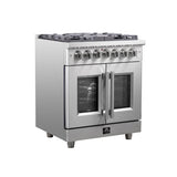 FORNO Massimo 30″ 4.32 cu. ft. Freestanding French Door Dual Fuel Range with 5 Burners, FFSGS6325-30