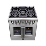 FORNO Massimo 30″ 4.32 cu. ft. Freestanding French Door Dual Fuel Range with 5 Burners, FFSGS6325-30