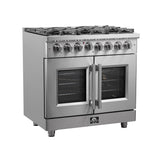 FORNO Massimo 36" 5.36 cu. ft. Freestanding French Door Dual Fuel Range with 6 Burners, FFSGS6325-36