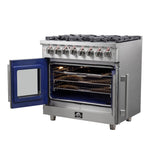 FORNO Massimo 36" 5.36 cu. ft. Freestanding French Door Dual Fuel Range with 6 Burners, FFSGS6325-36