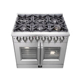 FORNO Massimo 36" 5.36 cu. ft. Freestanding French Door Dual Fuel Range with 6 Burners, FFSGS6325-36