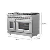 FORNO Massimo 48″ Freestanding French Door Dual Fuel Range with 8 Burners, FFSGS6325-48