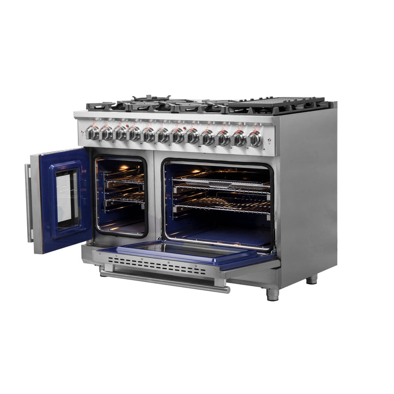 FORNO Massimo 48″ Freestanding French Door Dual Fuel Range with 8 Burners, FFSGS6325-48