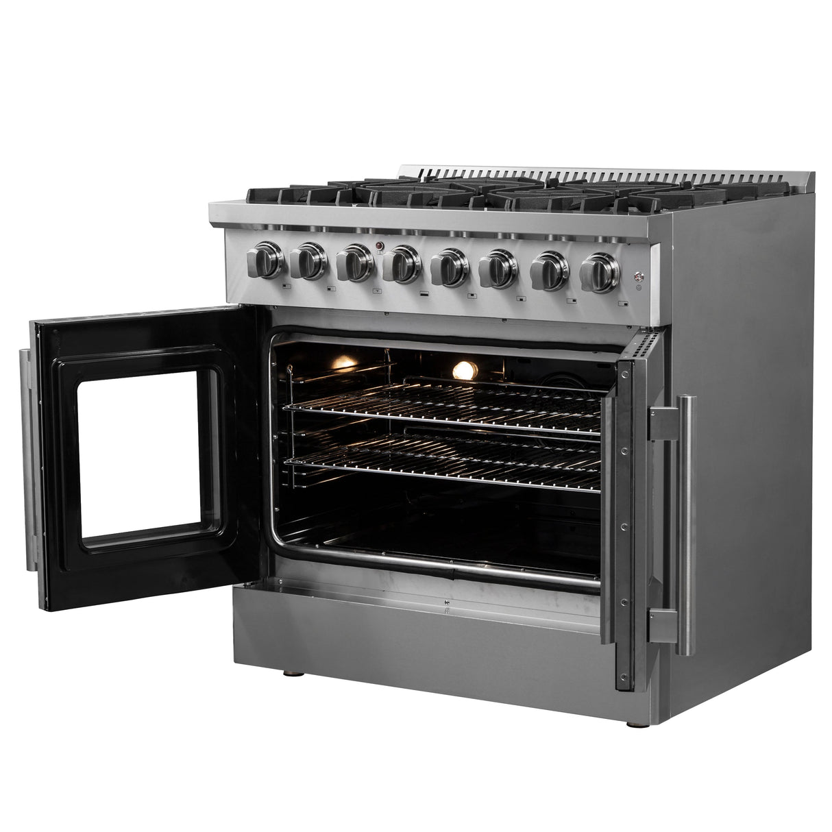 FORNO Galiano 36" 5.36 cu. ft. Dual Fuel Range with French Door in Stainless Steel, FFSGS6356-36