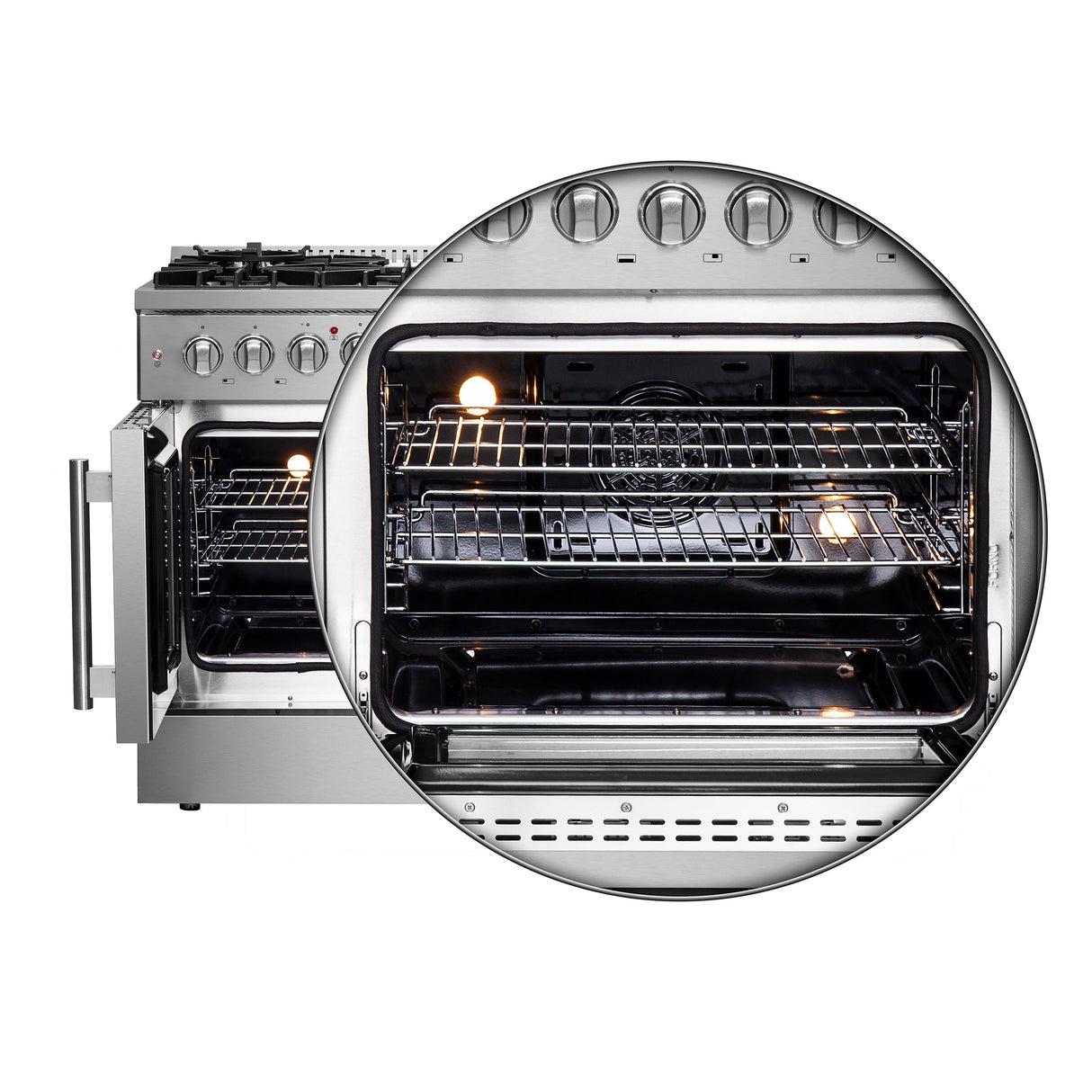 FORNO Galiano 48" 6.58 cu. ft. Dual Fuel Range with French Door in Stainless Steel, FFSGS6356-48