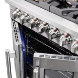 FORNO Capriasca 30" 4.3 cu. ft. Dual Fuel Range with French Door and 5 Sealed Burners, FFSGS6387-30