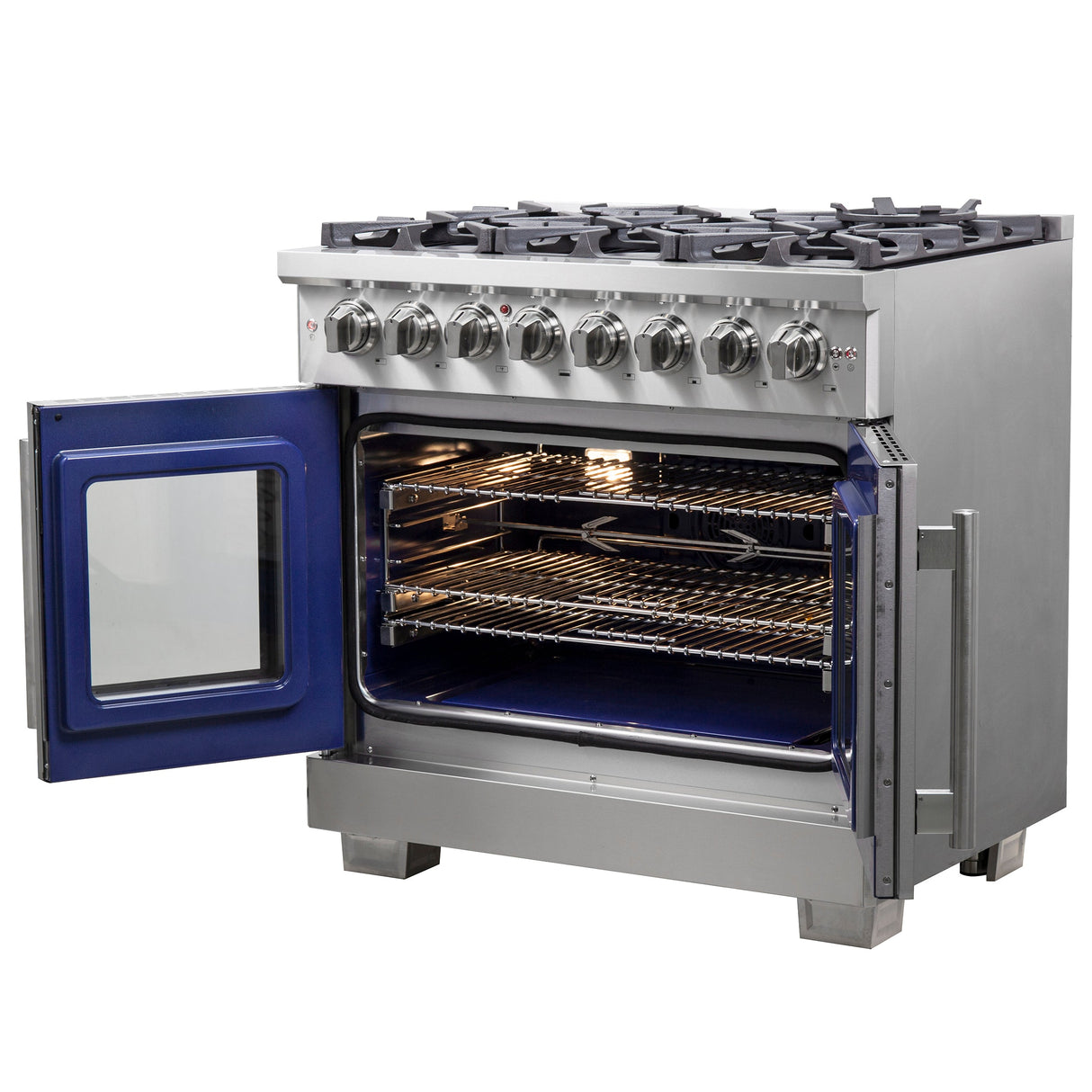 FORNO Capriasca 36" 5.36 cu. ft. Dual Fuel Range with French Door and 6 Sealed Burners, FFSGS6387-36