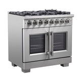 FORNO Capriasca 36" 5.36 cu. ft. Dual Fuel Range with French Door and 6 Sealed Burners, FFSGS6387-36