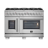 FORNO Capriasca 48" 6.58 cu. ft. Dual Fuel Range with French Door and 8 Sealed Burners, FFSGS6387-48